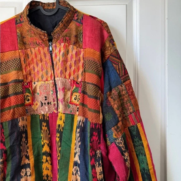 ๐ฅ Vintage Handmade Patchwork Ikat Bomber Jacket ๐ฅ - Picture 8 of 15